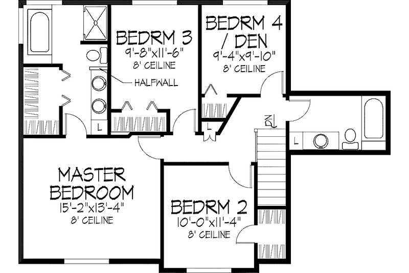 Dream House Plan - Floor Plan - Upper Floor for Country House Plan #51-737 - 3 bed, 2.5 bath