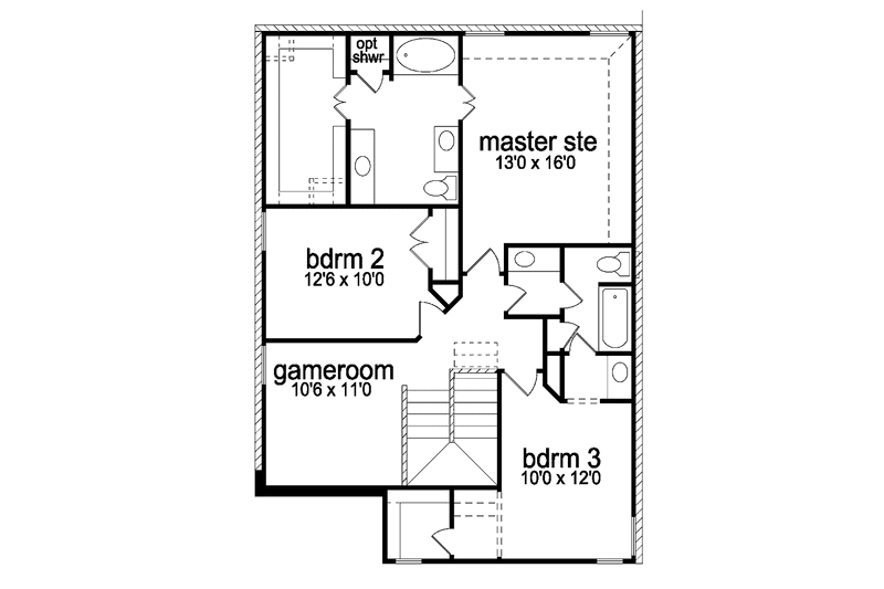 Home Plan - Floor Plan - Upper Floor for Country House Plan #84-653 - 3 bed, 2.5 bath