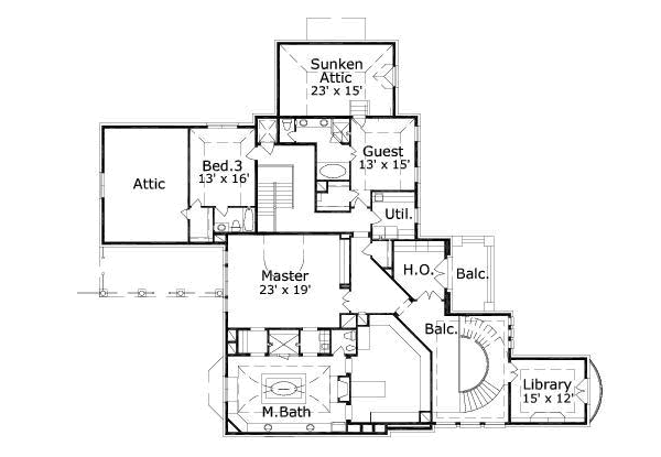 European Floor Plan - Upper Floor Plan #411-143
