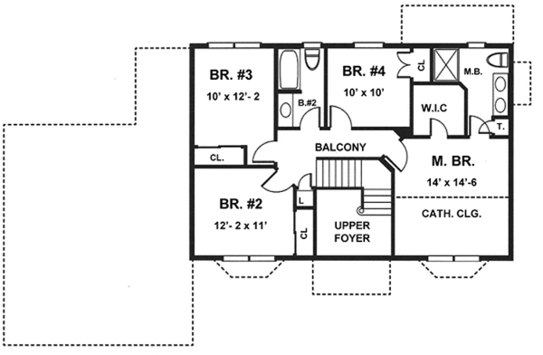 Architectural House Design - Colonial Floor Plan - Upper Floor Plan #1001-102