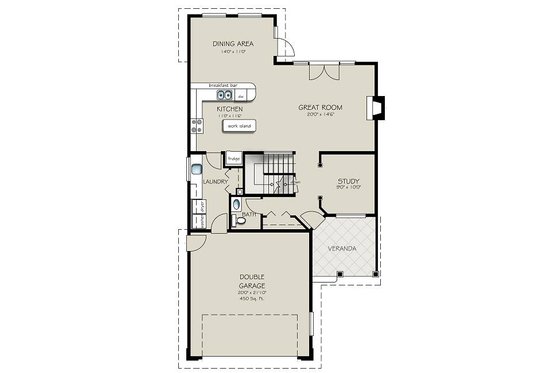 Floor Plan - Main Floor for Traditional House Plan #427-7 - 3 bed, 3 bath