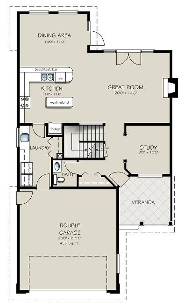 Architectural House Design - Traditional Floor Plan - Main Floor Plan #427-7