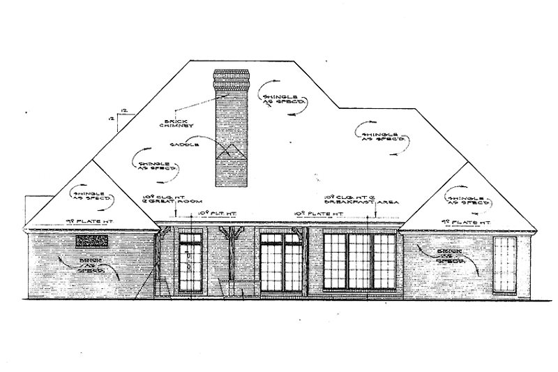 Home Plan - Exterior - Rear Elevation for Country House Plan #310-1150 - 4 bed, 3 bath