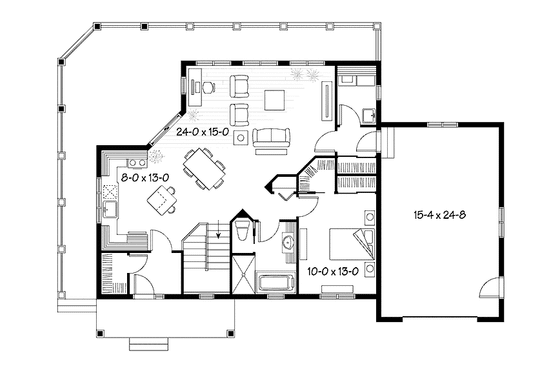 Floor Plan - Main Floor for Country House Plan #23-2478 - 3 bed, 2 bath
