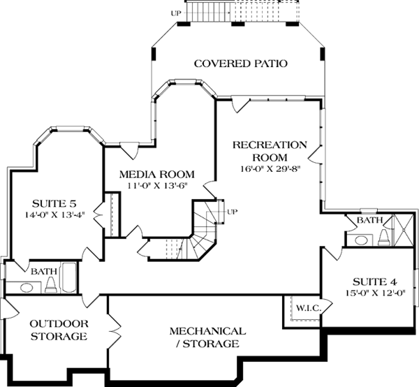 Architectural House Design - Traditional Floor Plan - Lower Floor Plan #453-568