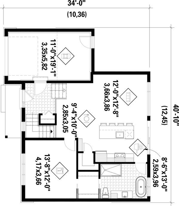 Architectural House Design - Farmhouse Floor Plan - Main Floor Plan #25-5045