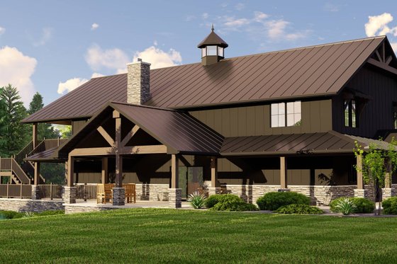 Exterior - Covered Porch for Barndominium House Plan #1064-227 - 3 bed, 3.5 bath