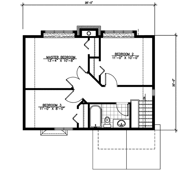 Traditional Floor Plan - Upper Floor Plan #138-166