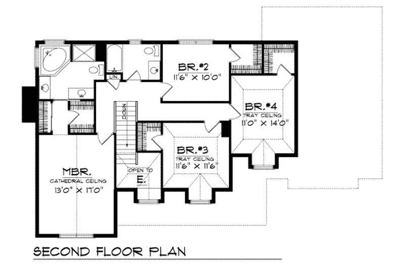 Home Plan - Floor Plan - Upper Floor for Country House Plan #70-348 - 4 bed, 2.5 bath