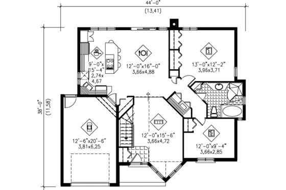 Floor Plan - Main Floor House Plan #25-1097 - 2 bed, 1 bath