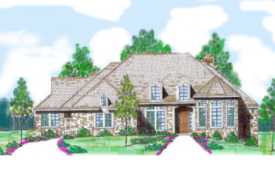 Exterior - Front Elevation for European House Plan #52-206 - 3 bed, 2.5 bath