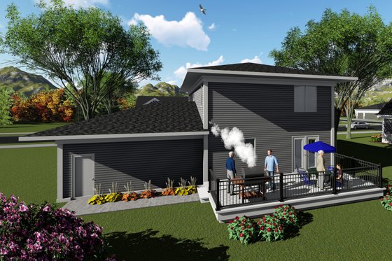 Exterior - Rear Elevation for Modern House Plan #70-1413 - 3 bed, 2.5 bath