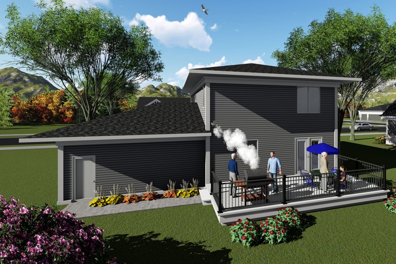 Home Plan - Exterior - Rear Elevation for Modern House Plan #70-1413 - 3 bed, 2.5 bath