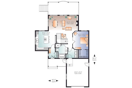 Floor Plan - Main Floor for Cottage House Plan #23-2318 - 3 bed, 2 bath