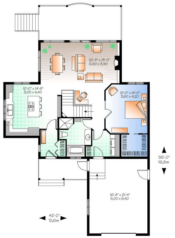 House Plan Design - Cottage Floor Plan - Main Floor Plan #23-2318