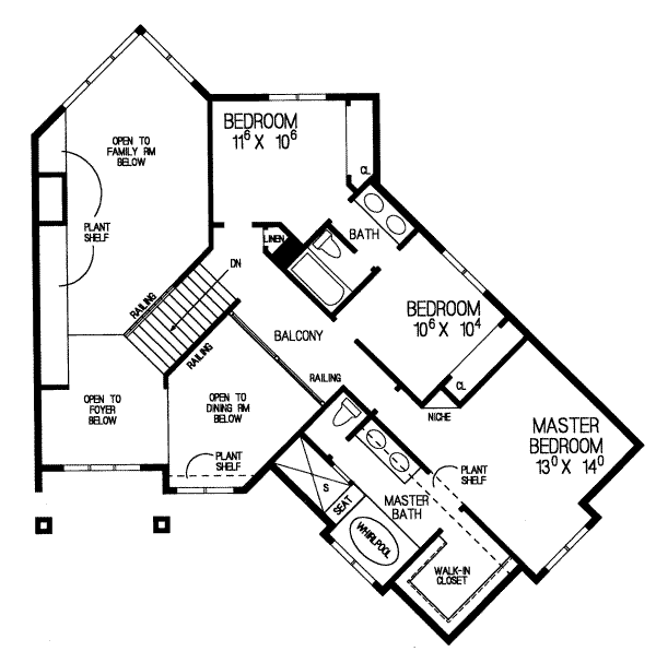 House Blueprint - Traditional Floor Plan - Upper Floor Plan #72-375