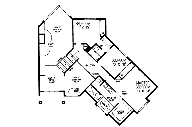 House Blueprint - Floor Plan - Upper Floor for Traditional House Plan #72-375 - 3 bed, 3 bath