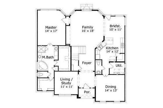 Floor Plan - Main Floor for Colonial House Plan #411-783 - 4 bed, 3.5 bath