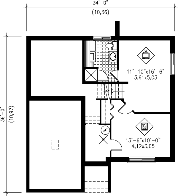 European Floor Plan - Lower Floor Plan #25-312