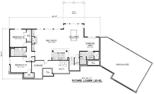 Colonial Floor Plan - Lower Floor Plan #51-325