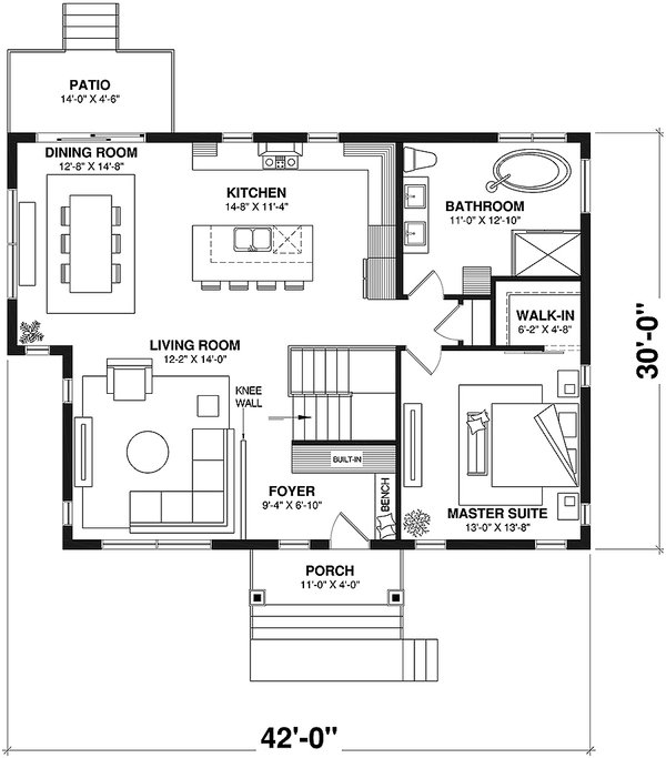 House Plan Design - Craftsman Floor Plan - Main Floor Plan #23-2868