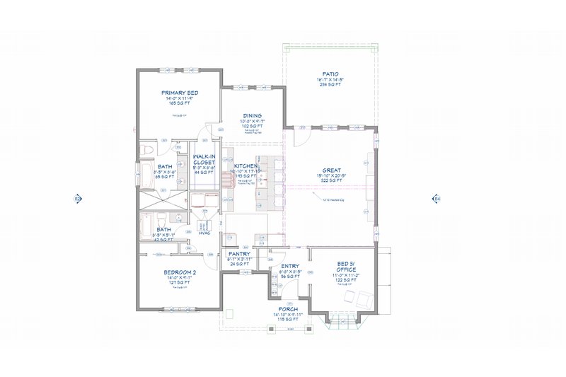 House Plan Design - Floor Plan - Main Floor for Farmhouse House Plan #1109-16 - 3 bed, 2 bath