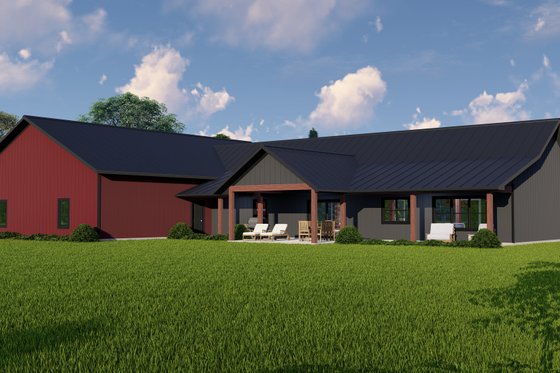 Exterior - Rear Elevation for Barndominium House Plan #1064-106 - 3 bed, 2.5 bath