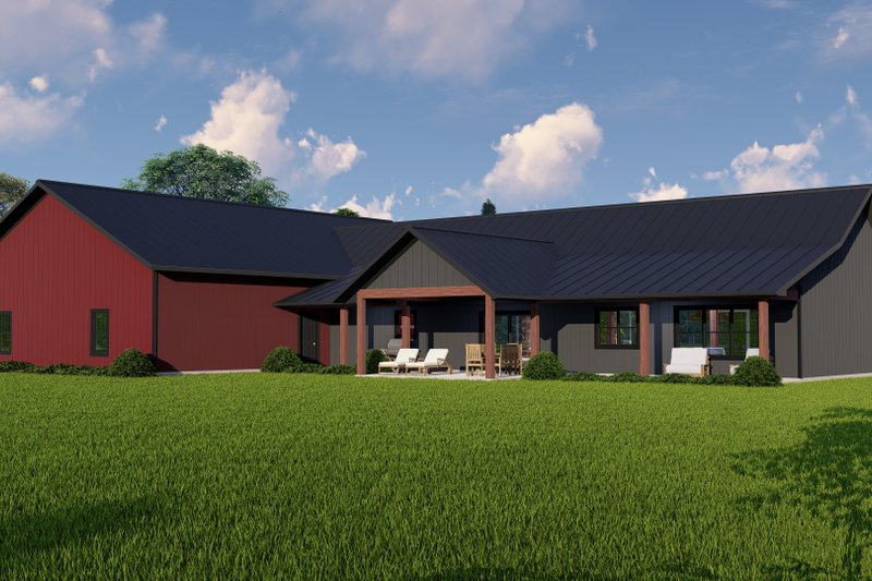 House Plan Design - Exterior - Rear Elevation for Barndominium House Plan #1064-106 - 3 bed, 2.5 bath