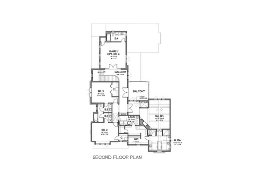 Floor Plan - Upper Floor for Mediterranean House Plan #449-18 - 3 bed, 4 bath