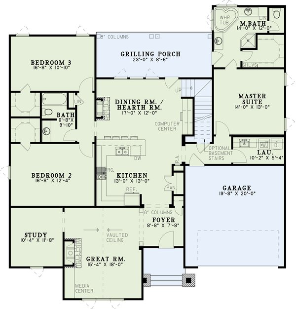 House Blueprint - Craftsman Floor Plan - Main Floor Plan #17-2815