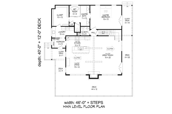 Floor Plan - Main Floor for Contemporary House Plan #932-558 - 2 bed, 2.5 bath