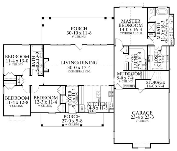 House Design - Farmhouse Floor Plan - Main Floor Plan #406-9666