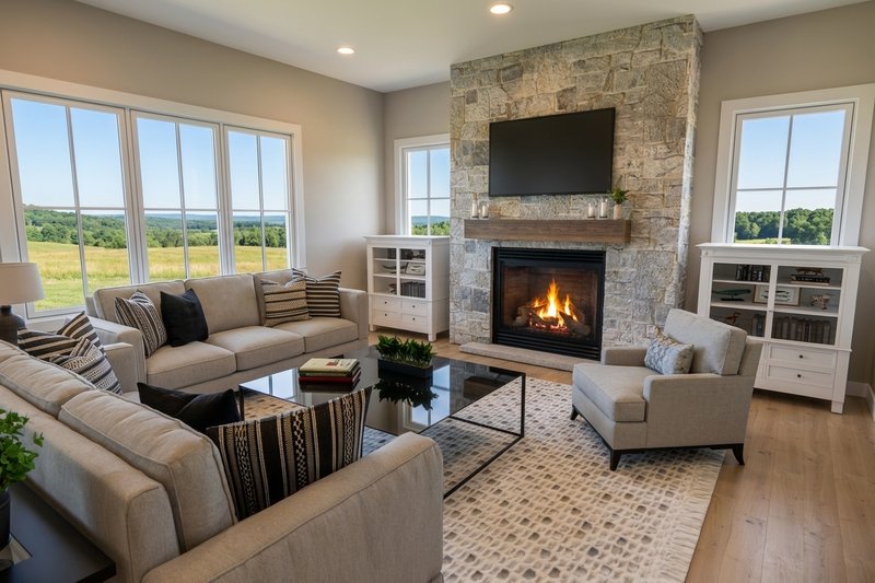 Home Plan - Interior - Family Room 1 for Farmhouse House Plan #51-1524 - 3 bed, 2.5 bath