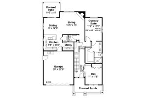Floor Plan - Main Floor for Bungalow House Plan #124-1028 - 3 bed, 2.5 bath