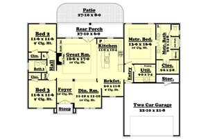 Floor Plan - Main Floor for European House Plan #430-52 - 3 bed, 2 bath
