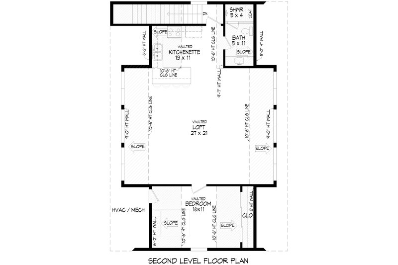 House Blueprint - Floor Plan - Upper Floor for Country House Plan #932-1404 - 1 bed, 1 bath
