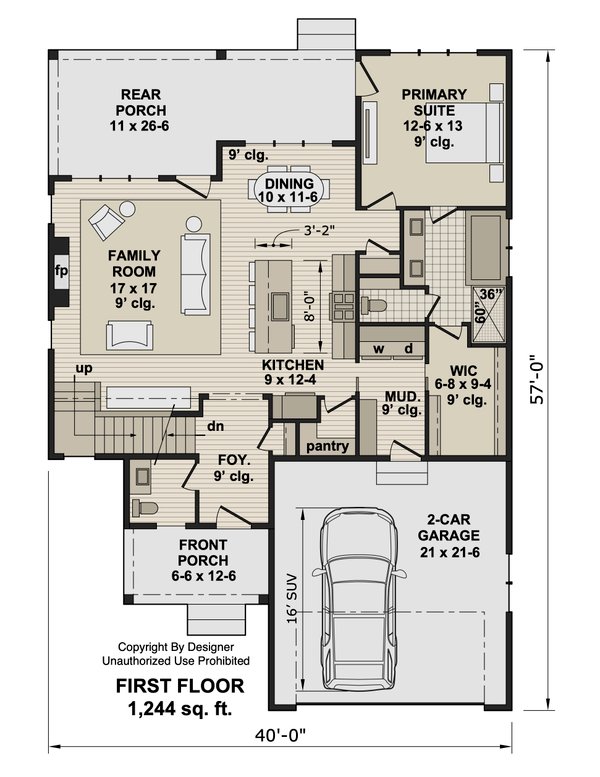 Home Plan - Floor Plan - Main Floor for Farmhouse House Plan #51-1522 - 3 bed, 3.5 bath