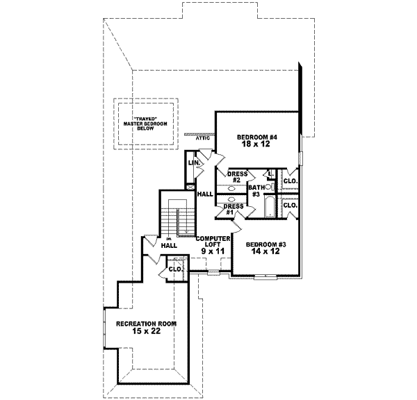 European Floor Plan - Upper Floor Plan #81-595