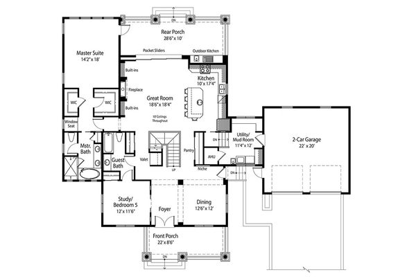 House Design - Traditional Floor Plan - Main Floor Plan #938-85