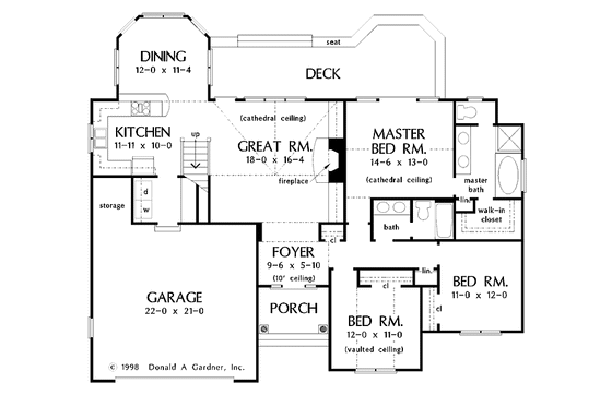 Floor Plan - Main Floor for Ranch House Plan #929-342 - 3 bed, 2 bath