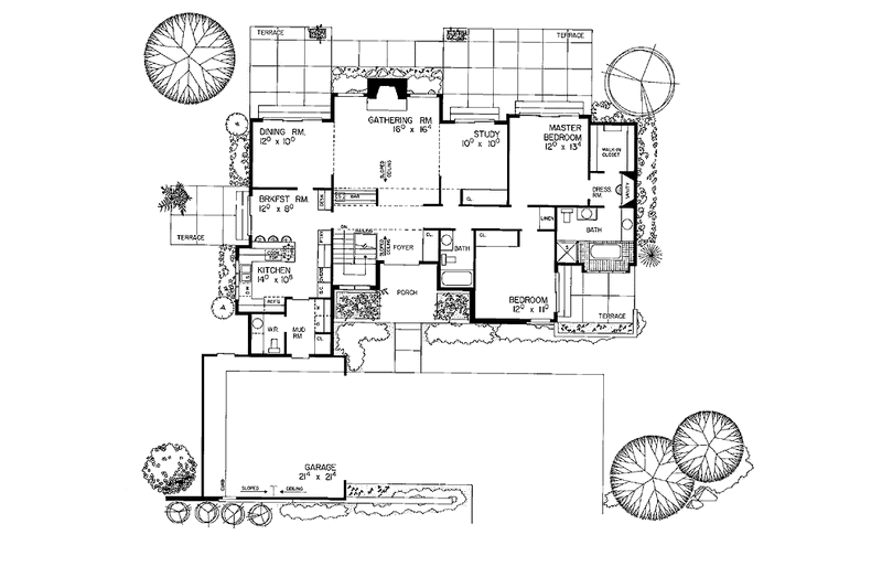 Home Plan - Floor Plan - Main Floor for Contemporary House Plan #72-780 - 2 bed, 2.5 bath