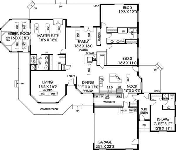 House Design - Country Floor Plan - Main Floor Plan #60-1035