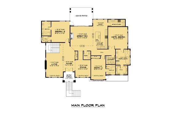 Floor Plan - Main Floor for Contemporary House Plan #1066-184 - 5 bed, 4.5 bath