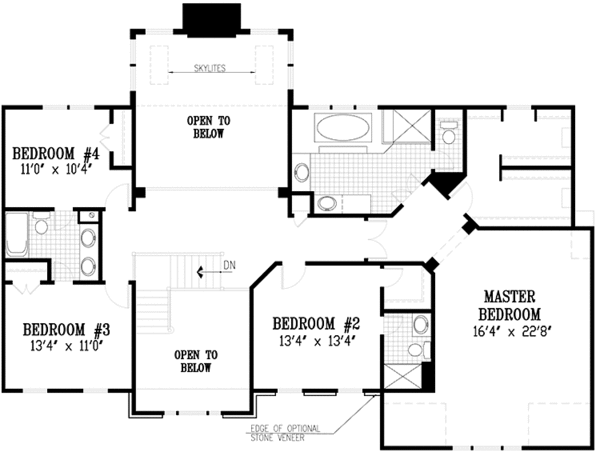 Architectural House Design - European Floor Plan - Upper Floor Plan #953-51