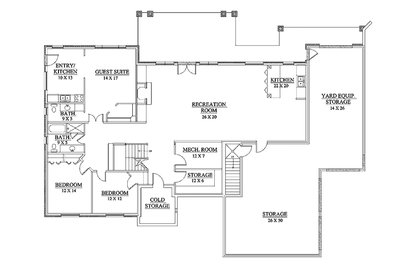 Home Plan - Floor Plan - Lower Floor for Traditional House Plan #945-26 - 3 bed, 2.5 bath