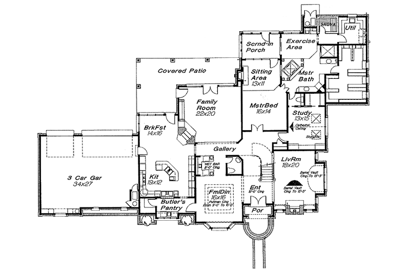 Home Plan - Floor Plan - Main Floor for Traditional House Plan #310-1029 - 4 bed, 4 bath