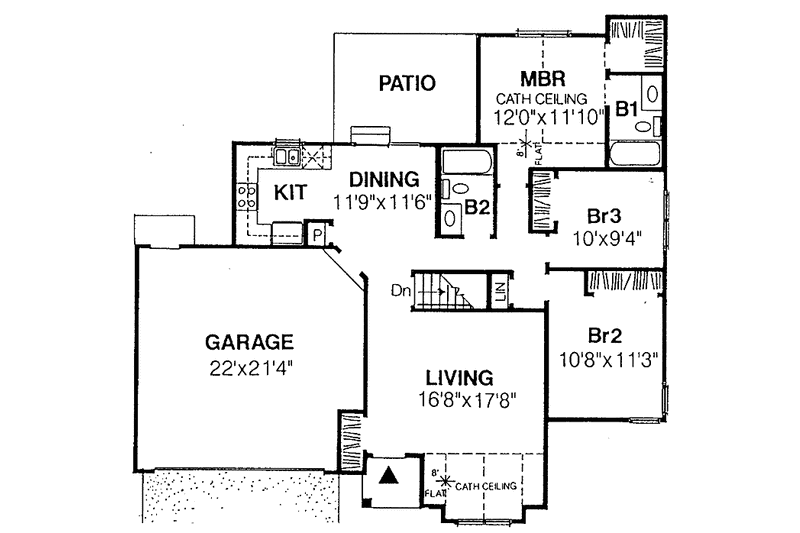 Home Plan - Floor Plan - Main Floor for Ranch House Plan #334-129 - 3 bed, 2 bath