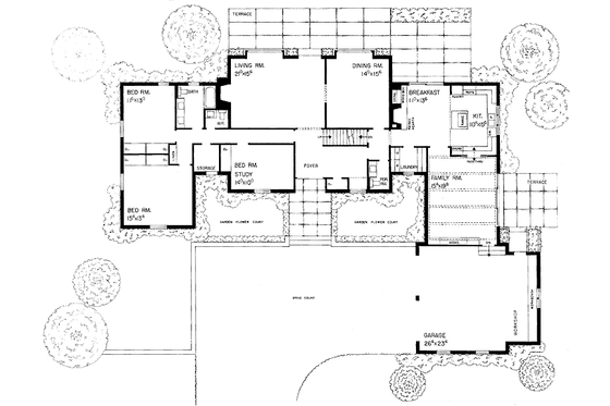 Floor Plan - Main Floor for Country House Plan #72-498 - 3 bed, 2.5 bath