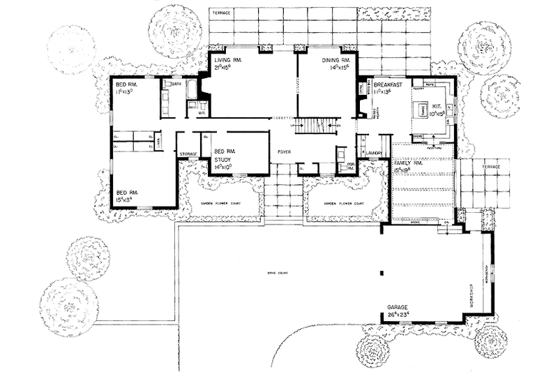 Home Plan - Floor Plan - Main Floor for Country House Plan #72-498 - 3 bed, 2.5 bath
