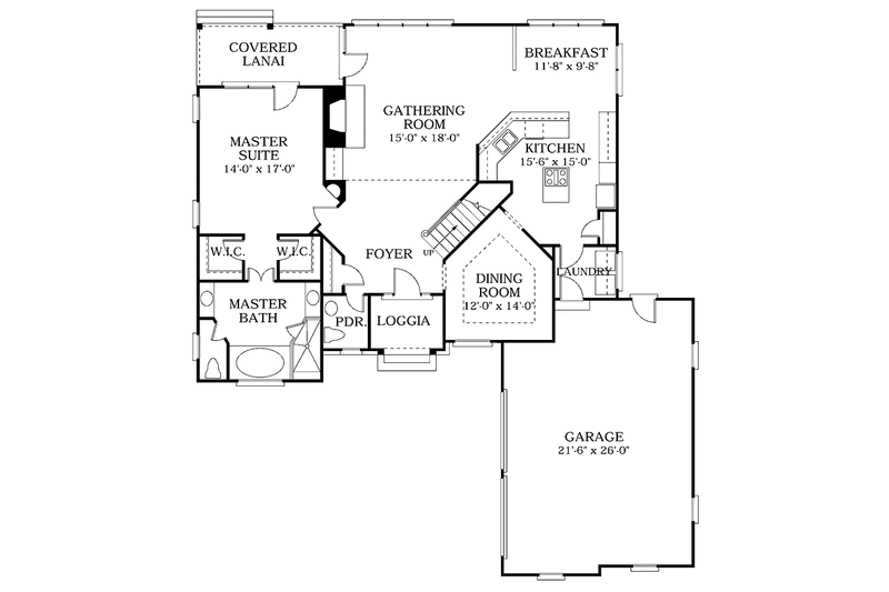 Dream House Plan - Floor Plan - Main Floor for Country House Plan #453-133 - 3 bed, 2.5 bath